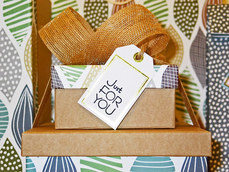 boxes with gift tags