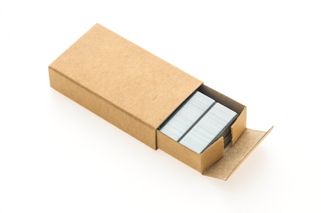 Staples Packaged in Folding Box Board