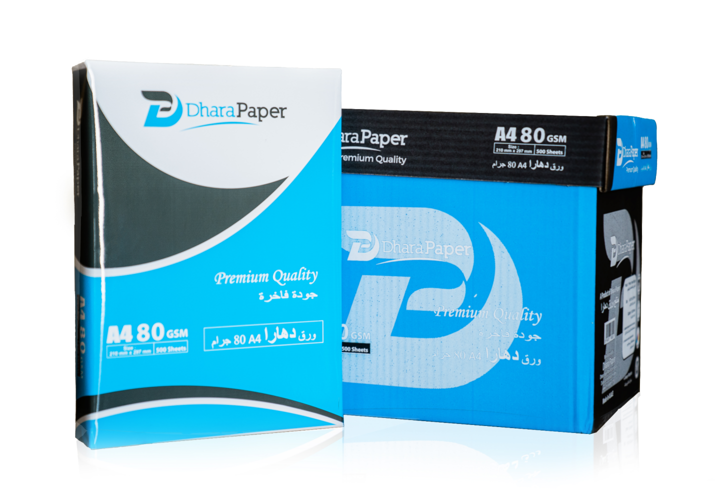 Dhara Paper A4 folio paper 80 GSM packaging, designed for offices and schools seeking reliable printer paper from a trusted paper company in Dubai.